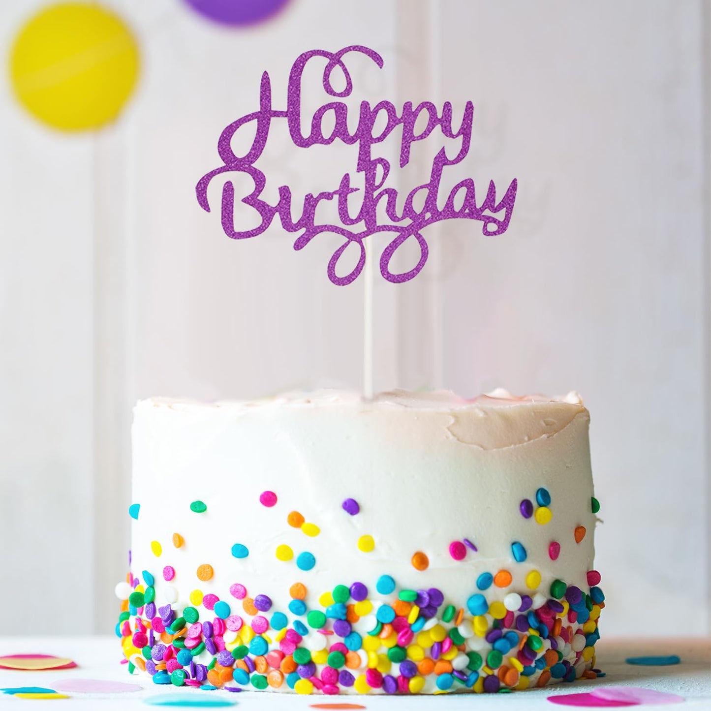 Boao 40 Pieces Birthday Cake Toppers 5.3 x 3.94 in Happy Glitter Birthday Cupcake Topper Cake Party Supplies Decorations for Children or Adults, 8