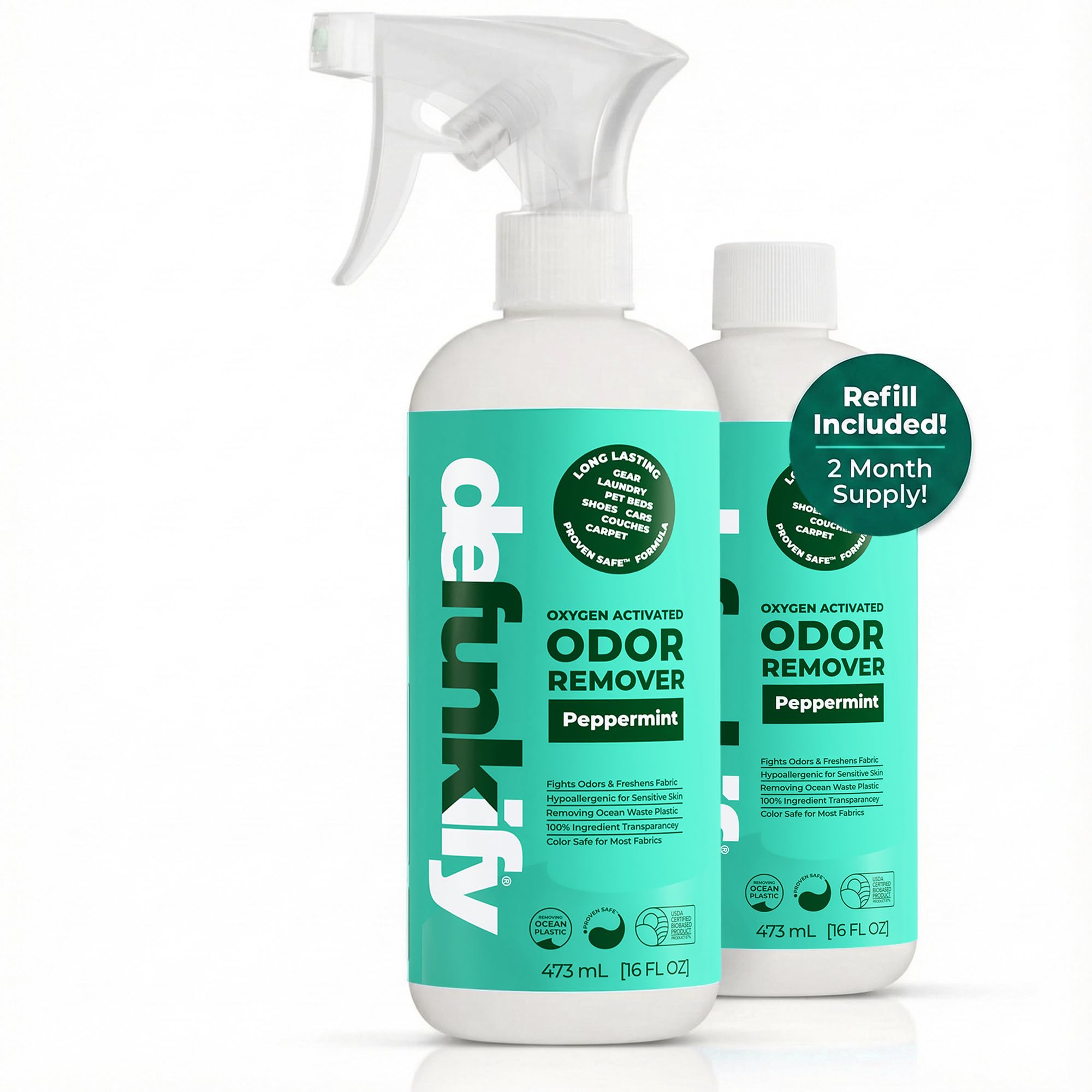 Fabric Freshener Spray, 32oz. 'Peppermint' Odor Remover Spray. Shoe Deodorizer, Carpet Deodorizer, Odor Eliminator for Strong Odors Cleaning Supplies