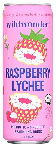 Wild Wonder Organic Raspberry Lychee Sparkling Probiotic Drink, 12 FZ