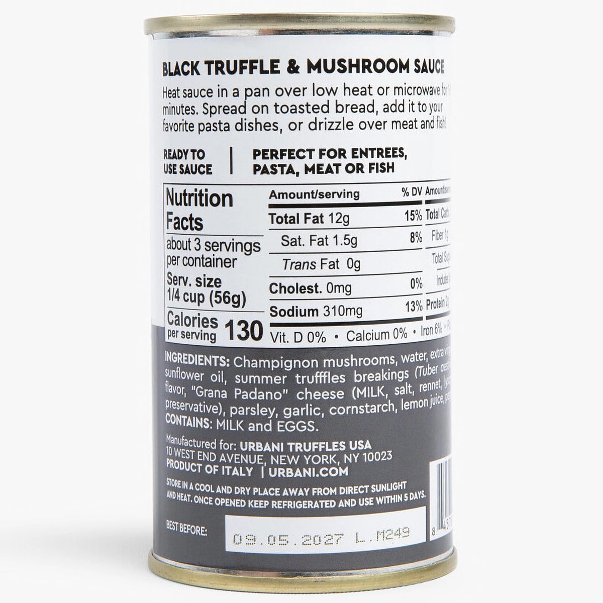 Black Truffle & Mushroom Sauce 6.4oz, Italian for Pasta, Pizza, Meat & Fish