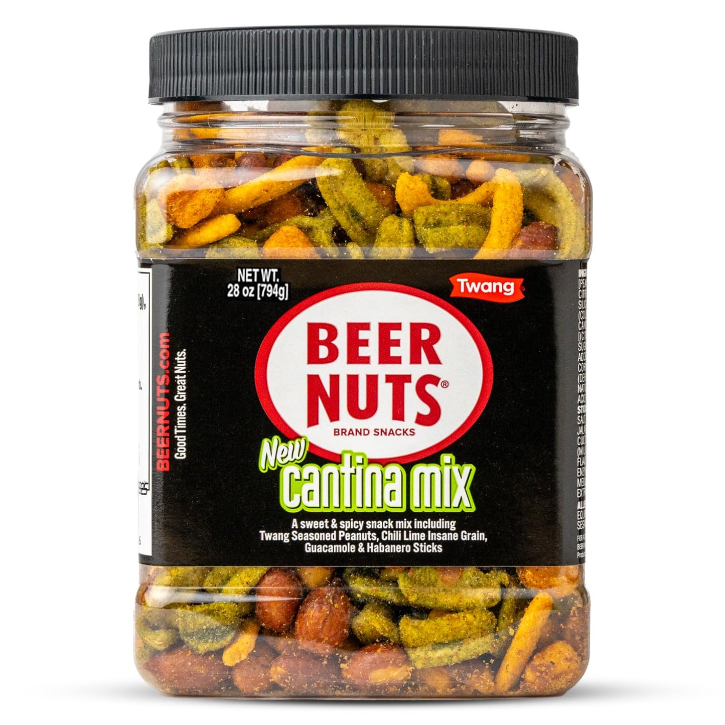 BEER NUTS Cantina Twang Mix, Sweet & Salty Original Roasted Peanuts, Chili Lemon Roasted Corn, Black Bean Sticks & Flakes, Guacamole Bites, Spicy
