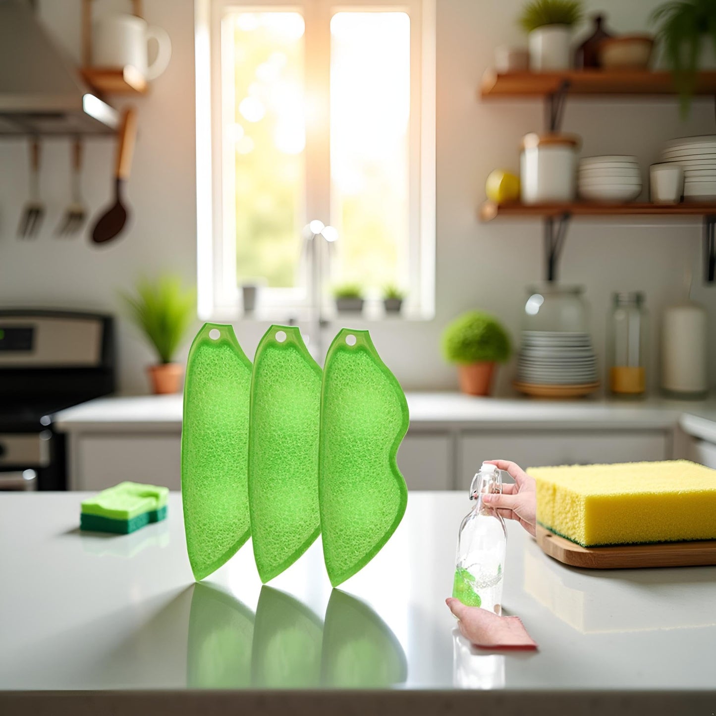 Multipurpose Bean Shaped Sponge Set - 3 Pack Heat Resistant Bottle & Internal Cleaning Sponges - Reusable entreprises Bottle Cleaning Tools