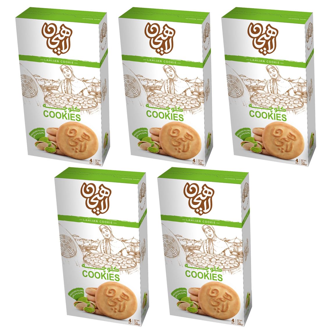 pistachio filiing koloocheh- pack of 5 boxes pistachio filling koloocheh