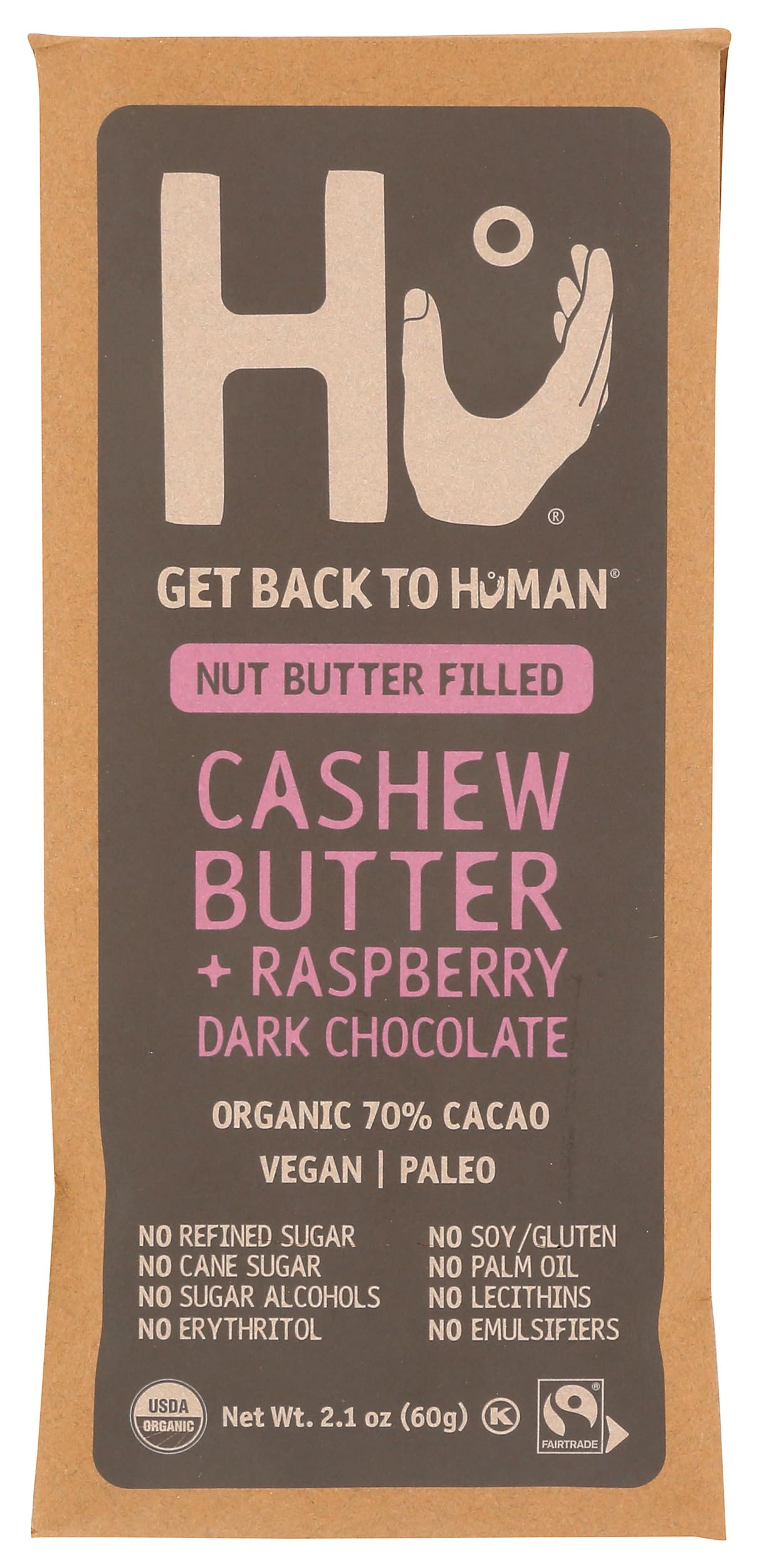 Hu Kitchen Organic Raspberry Cashew Butter Chocolate Bar, 2.1 OZ