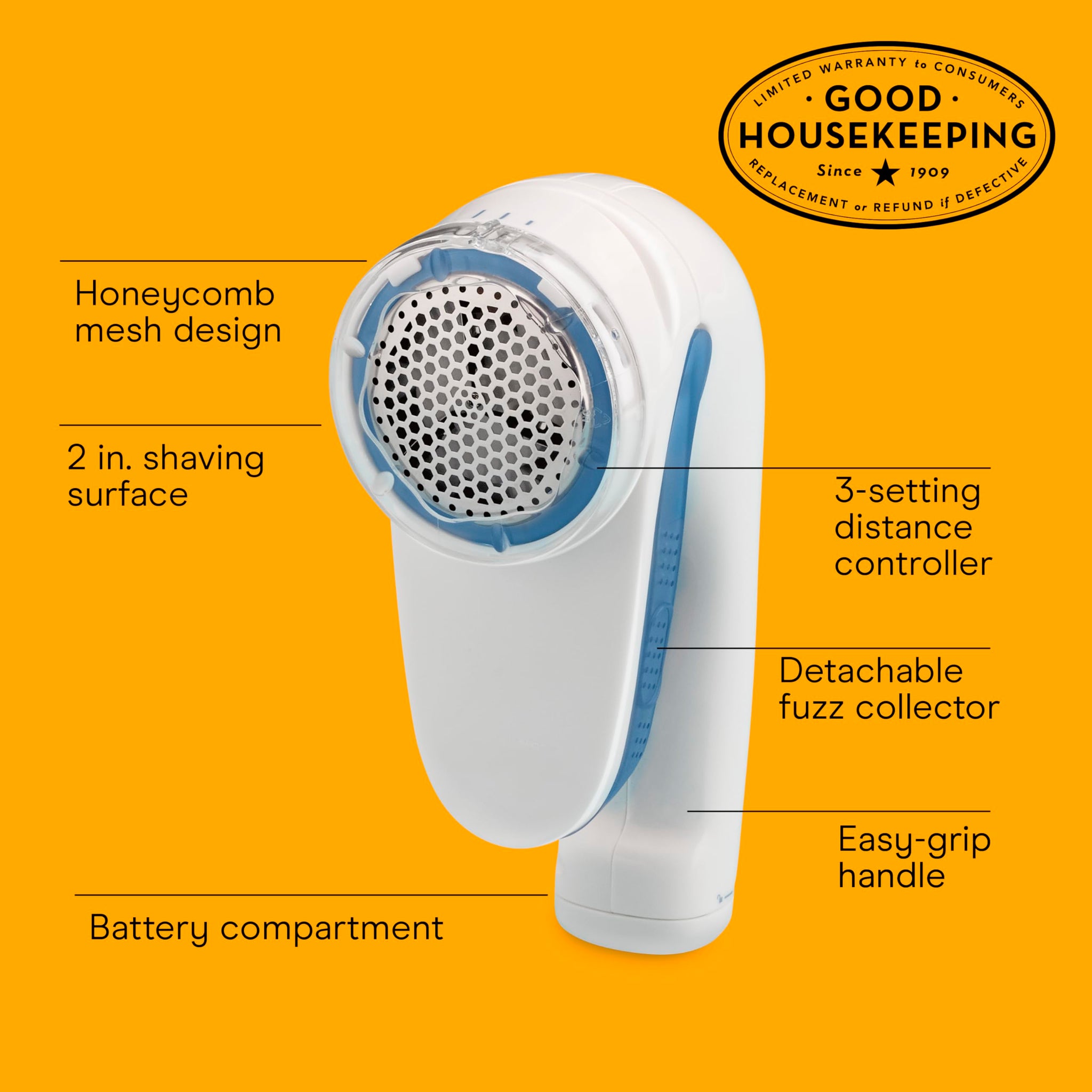 Conair Fabric Shaver and Lint Remover, Battery-Operated Portable Clothes Shaver with 3 Settings, Fuzz Remover for Sweaters, Clothing and Furniture