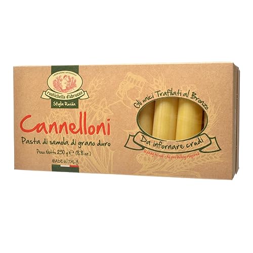 Rustichella d'Abruzzo Cannelloni - 20 Large Pasta Tubes for Stuffing - Classic Durum Wheat Pasta from Italy, Perfect for Baking