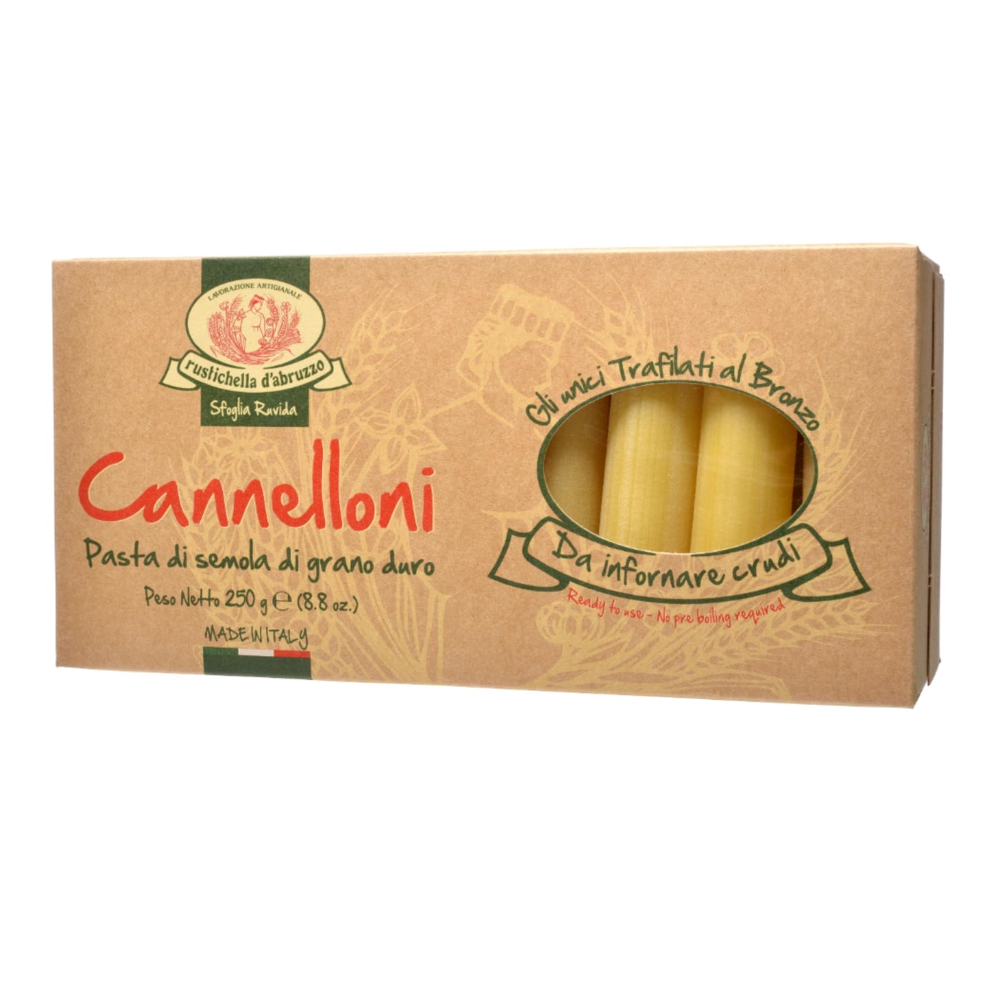 Rustichella d'Abruzzo Cannelloni - 20 Large Pasta Tubes for Stuffing - Classic Durum Wheat Pasta from Italy, Perfect for Baking