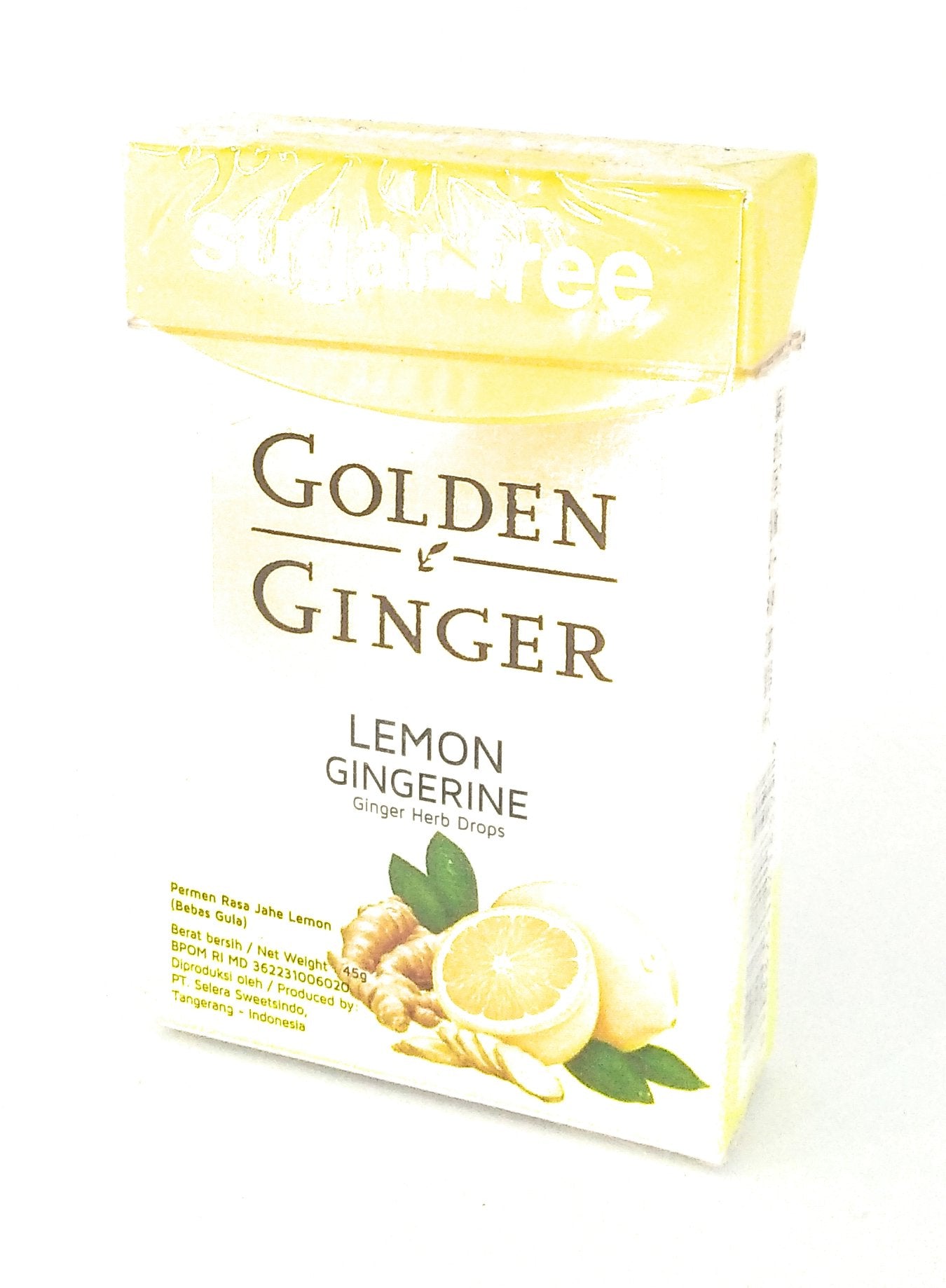 Golden Ginger Herb Drops Lemon Gingerine (sugar free), 45 Gram (Pack of 4)