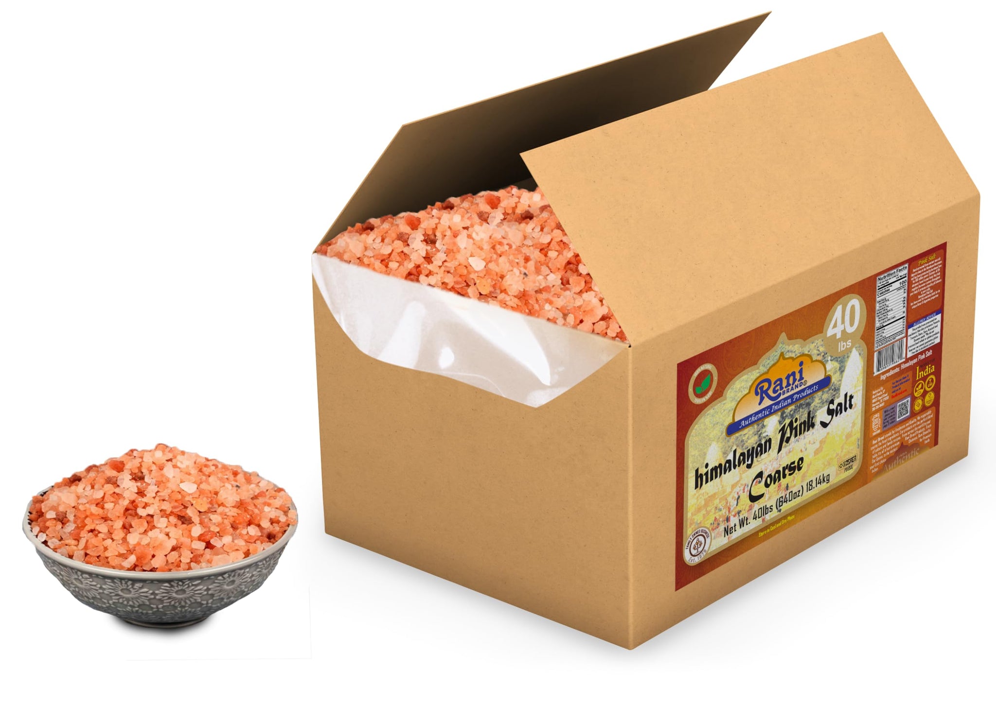 Rani Himalayan Pink Salt Granules (84 Essential Trace Minerals) 640oz (40lbs) 18.14kg Bulk Box ~ All Natural | Vegan | Gluten Friendly | NON-GMO |