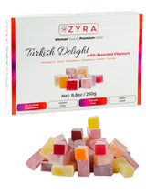 ZYRA Turkish Delight - 8.8oz - Woman Owned Brand - Luxury with Assorted Fruit - Rose, Strawberry, Raspberry, Blackberry, Lemon, Orange - Authentic