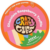 Crazy Cups Decaf Flavored Coffee Pods, Decaffeinated Chocolate Raspberry Truffle Flavored Coffee, Single Serve Hot or Iced Medium Roast Coffee