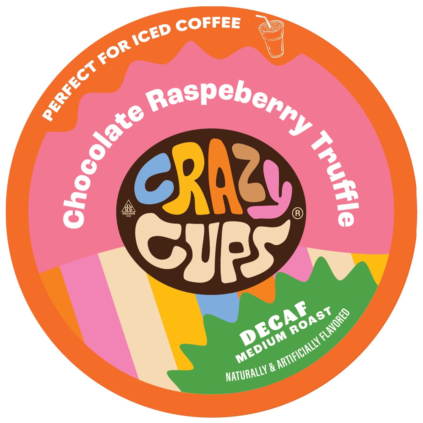 Crazy Cups Decaf Flavored Coffee Pods, Decaffeinated Chocolate Raspberry Truffle Flavored Coffee, Single Serve Hot or Iced Medium Roast Coffee