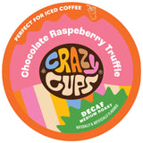 Crazy Cups Decaf Flavored Coffee Pods, Decaffeinated Chocolate Raspberry Truffle Flavored Coffee, Single Serve Hot or Iced Medium Roast Coffee