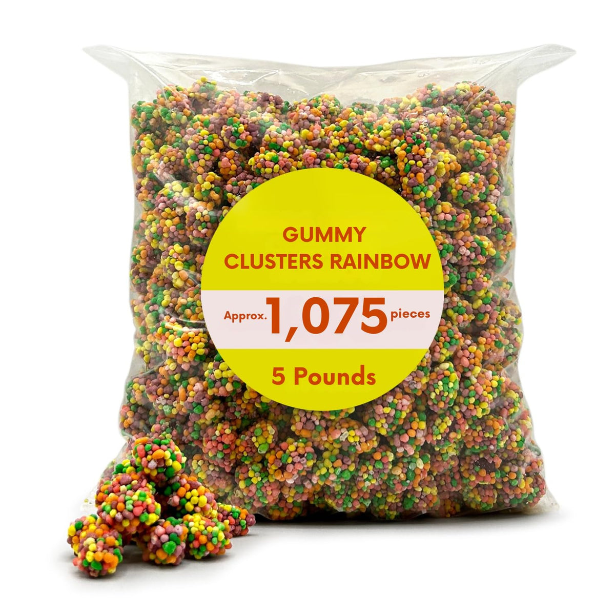 Chewy Gummy Candy Clusters with Crunchy Coating Bulk Bag - 5 lb (Approx. 250 pieces)