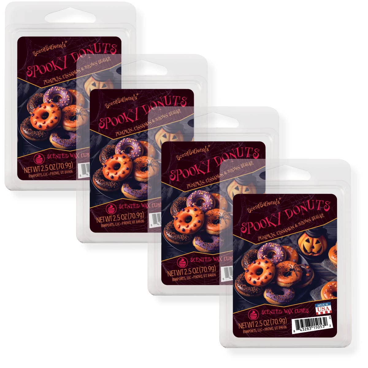 ScentSationals Spooky Donuts Scented Wax Melts - Pumpkin, Cream Cheese, & Brown Sugar, 10oz (24 Cubes)