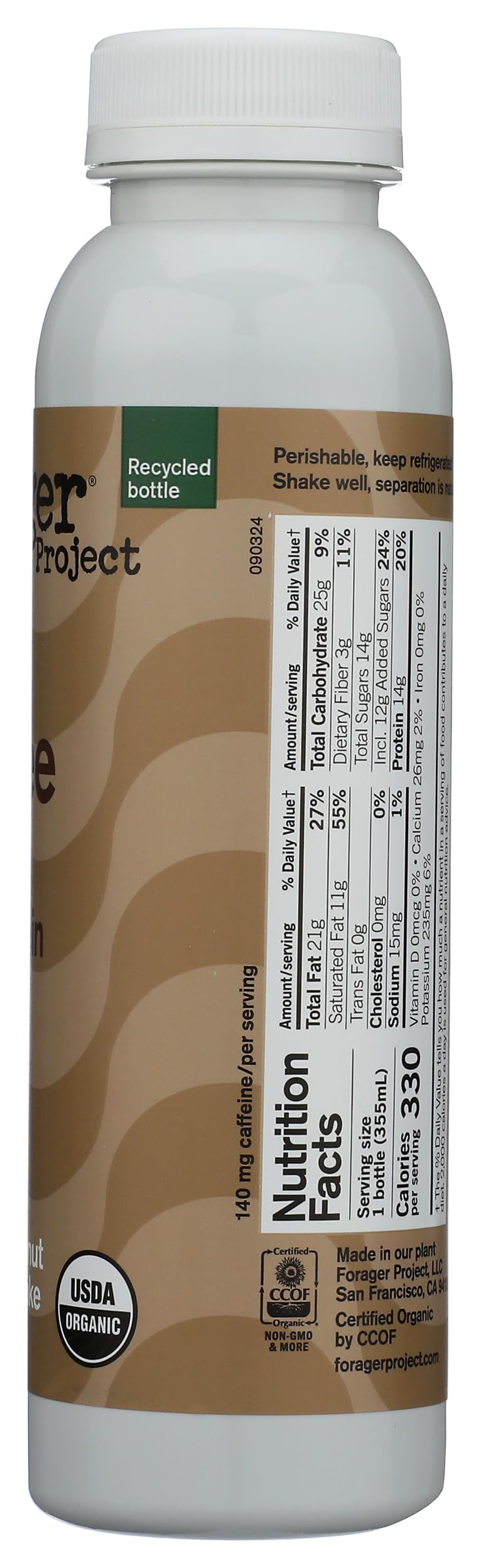 Forager Project Organic Coffee Cashew Coconut Shake, 12 FZ