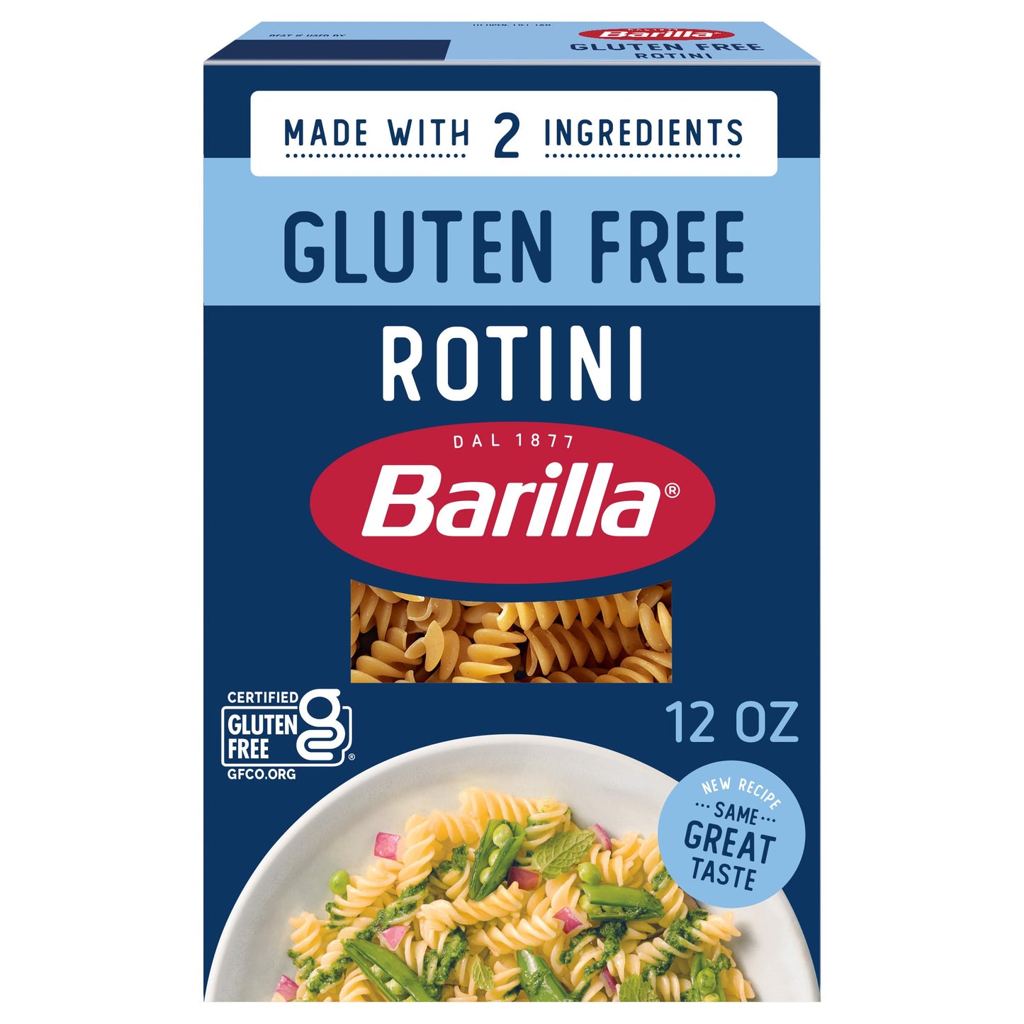BARILLA Gluten Free Rotini Pasta, 12 Ounce - Non-GMO Gluten Free Pasta Made with 2 Ingredients