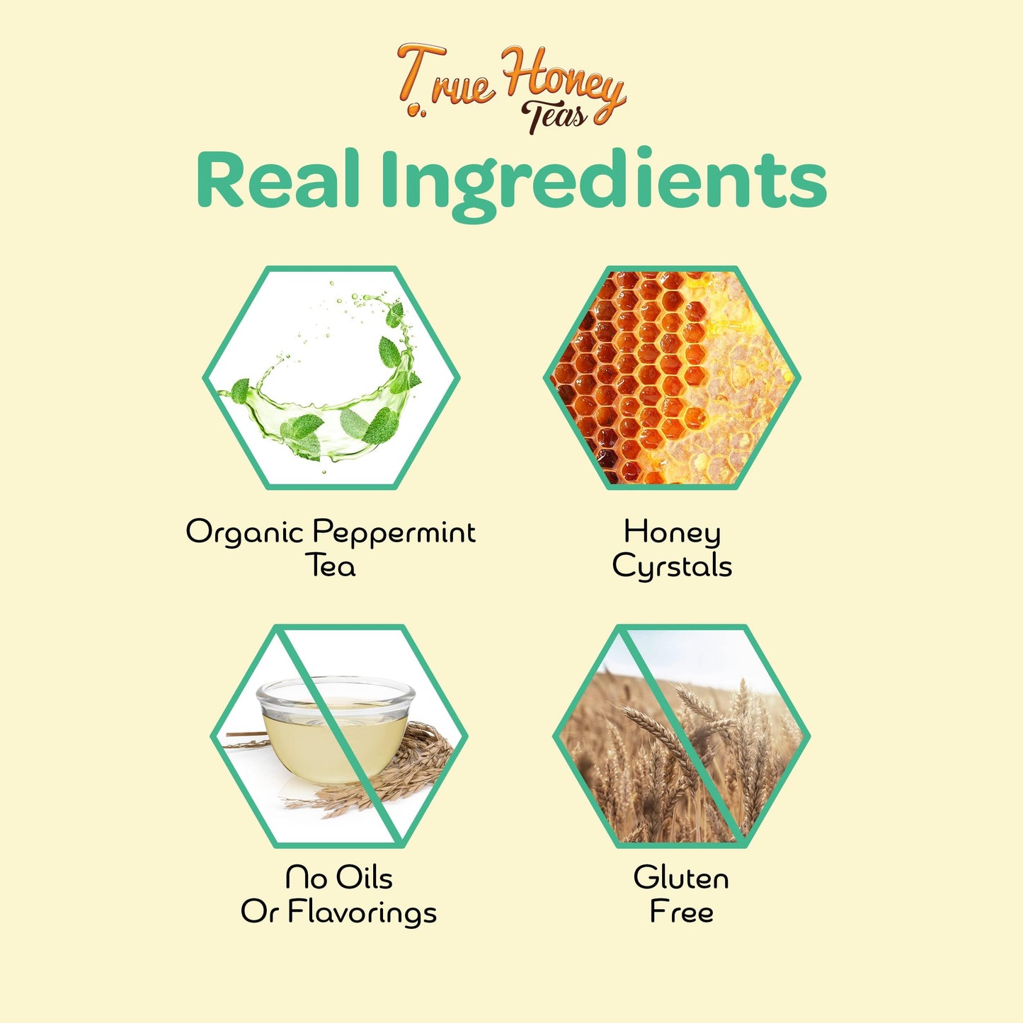 True Honey Peppermint Tea Pods - Honey Crystals Blended In Every Tea Pod - Healthy Digestion Nutriment - All Natural Organic Herbal Caffeine Free Tea