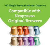 Amazon Fresh Espresso Dark, Medium & Light Roast Aluminum Capsules, Variety Pack, Compatible with Nespresso Original Brewers, 100 Count (10 Packs