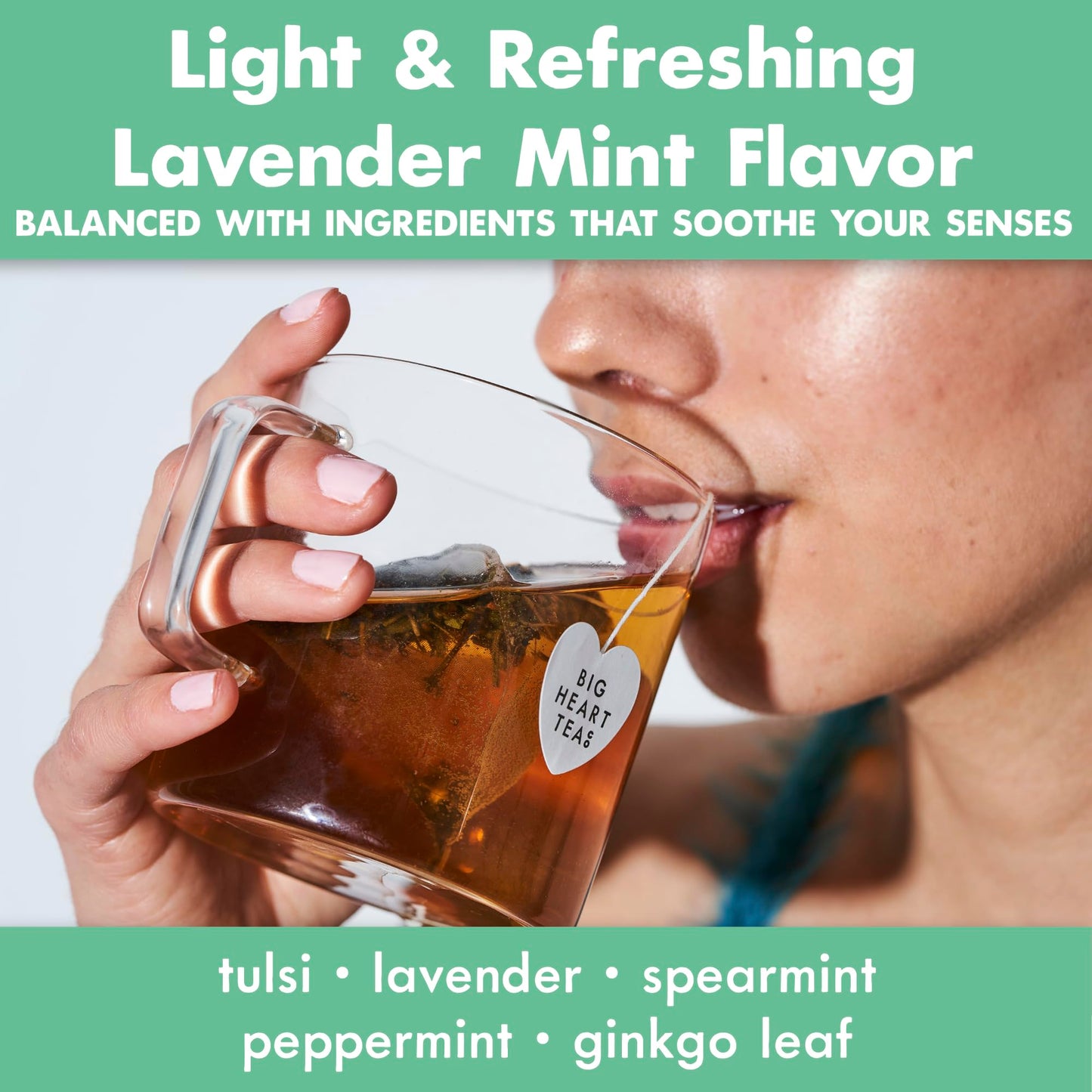 Big Heart Tea Co. Tea Bags - Royal Treatmint Lavender Mint - Certified Organic, Ayurvedic Herbal Decaf Tea in Zero Plastic Sachets - Small Batch