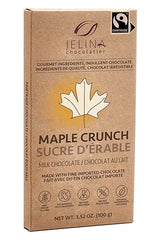 Jelina Chocolatier | 8 Pack Milk Chocolate Bar with Maple Crunch | Fair Trade Chocolate | Imported, Non-GMO, Natural Chocolates - 3.52 Ounce Each