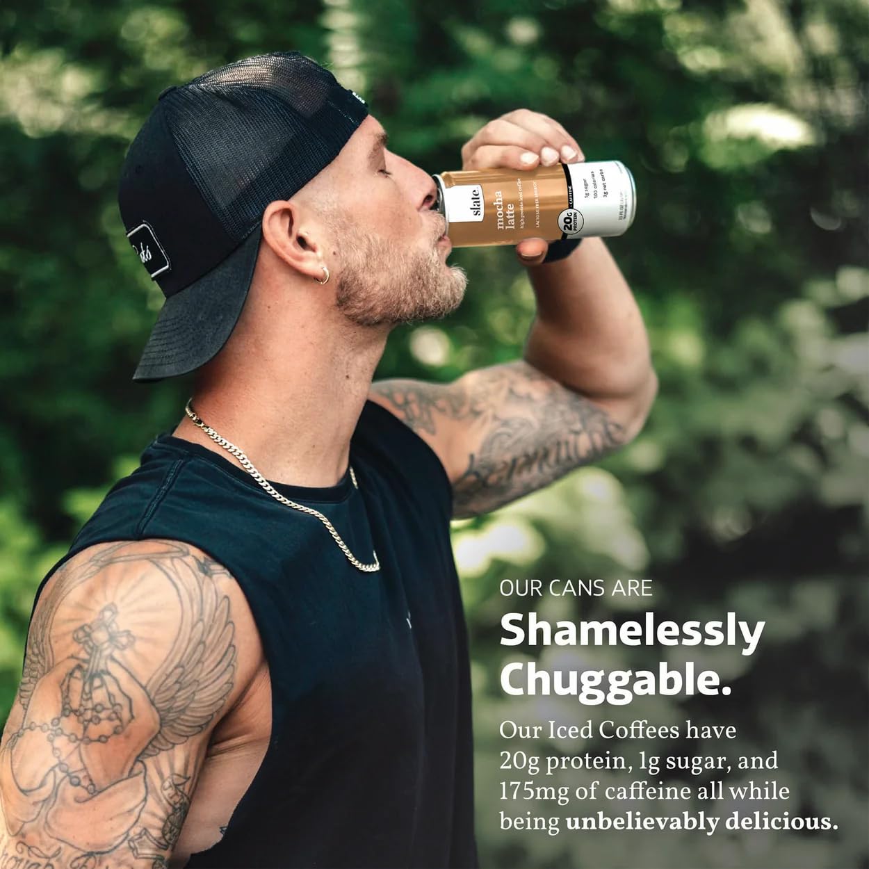 Slate Milk - High Protein Iced Coffee - Mocha Latte - 175mg Caffeine, Lactose Free Energy - 20g Protein, 1g Sugar, 100 Calories, 3g Net Carbs, No
