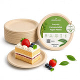 Inaloon 6-Inch Compostable Paper Plates 100 Count Heavy-Duty Natural Dessert Plates Biodegradable Eco-Friendly Plates for Parties and Everyday Use