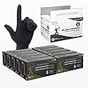 Dynarex Black Arrow Disposable Latex Exam Gloves, Powder-Free, For Healthcare, Law Enforcement, Tattoo, Salon or Spa, Black 10 Boxes of 100 (Large)