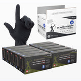 Dynarex Black Arrow Disposable Latex Exam Gloves, Powder-Free, For Healthcare, Law Enforcement, Tattoo, Salon or Spa, Black 10 Boxes of 100 (Large)