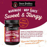 Sauce Goddess - Sweet & Tangy Marinade and Mop Sauce - BBQ Sauce for Pulled Pork & More, No MSG, Tangy Apple Cider Vinegar & Brown Sugar - 14.6oz