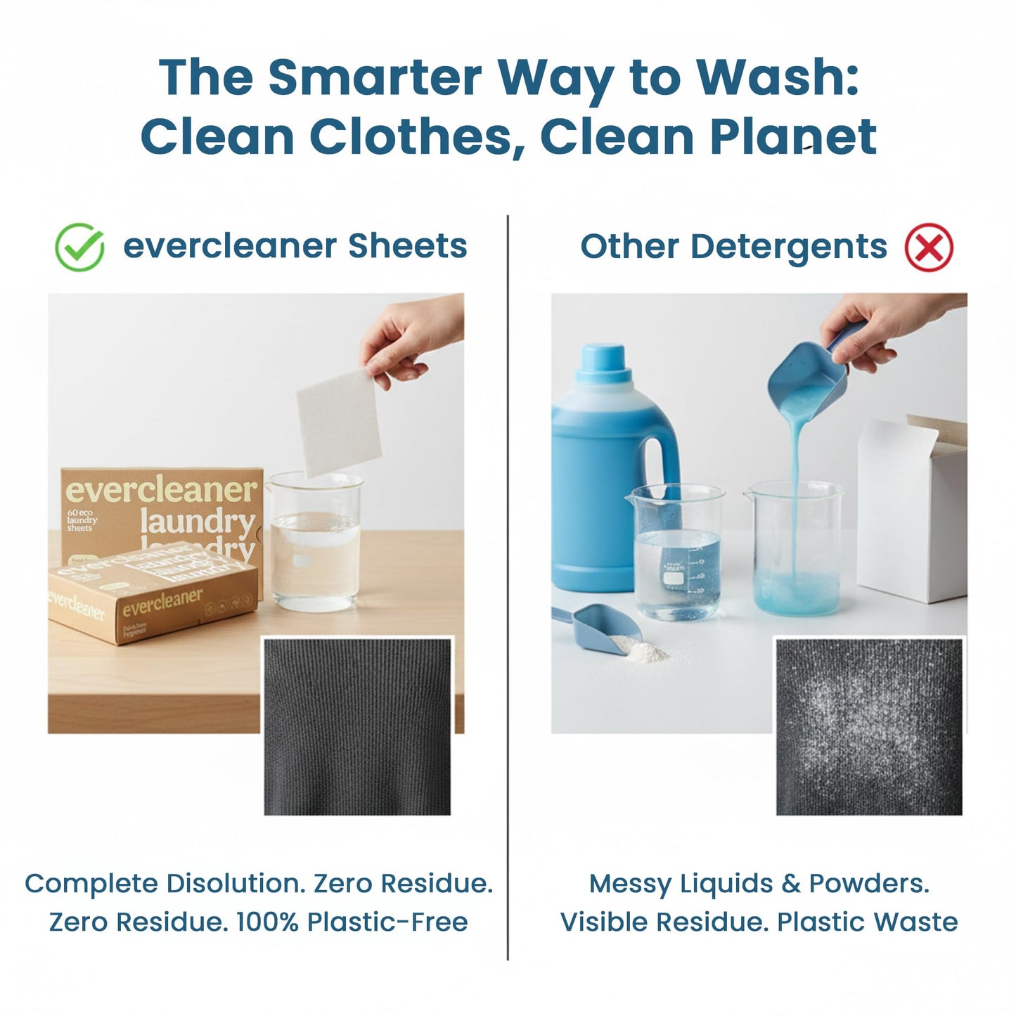 Evercleaner™ Laundry Detergent Sheets - Fresh Linen Scent, Up to 120 Loads - Eco-Friendly Plastic-Free Laundry Sheets, Hypoallergenic, Washing