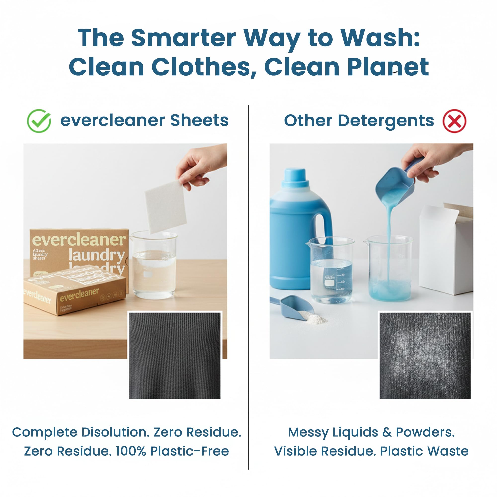 Evercleaner™ Laundry Detergent Sheets - Fresh Linen Scent, Up to 120 Loads - Eco-Friendly Plastic-Free Laundry Sheets, Hypoallergenic, Washing
