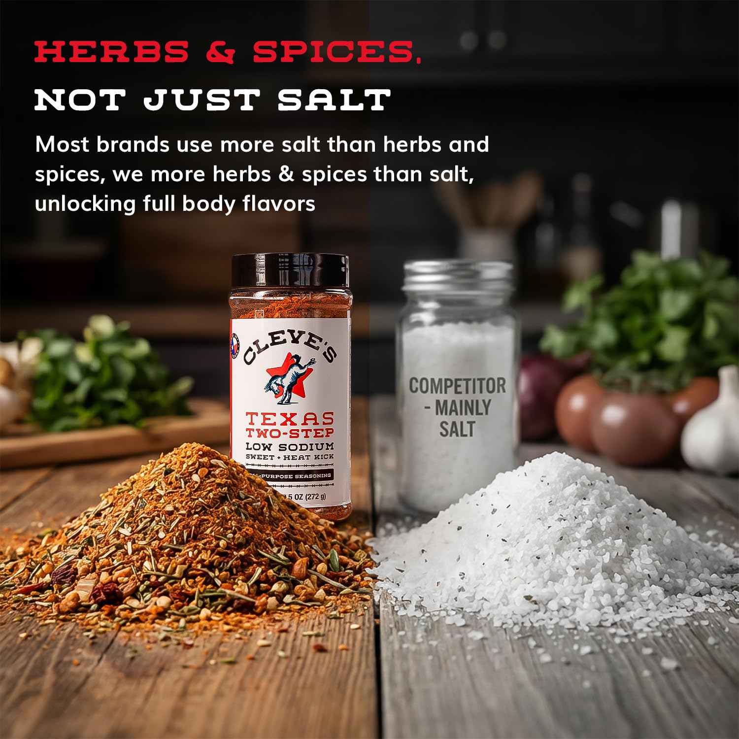 Cleve's Gourmet All Purpose Texas Two Step Seasoning, Sweet Heat Seasoning for Grilling & Cooking, Seasoning with Bright Herbs & Warm Spices, 9.5 oz