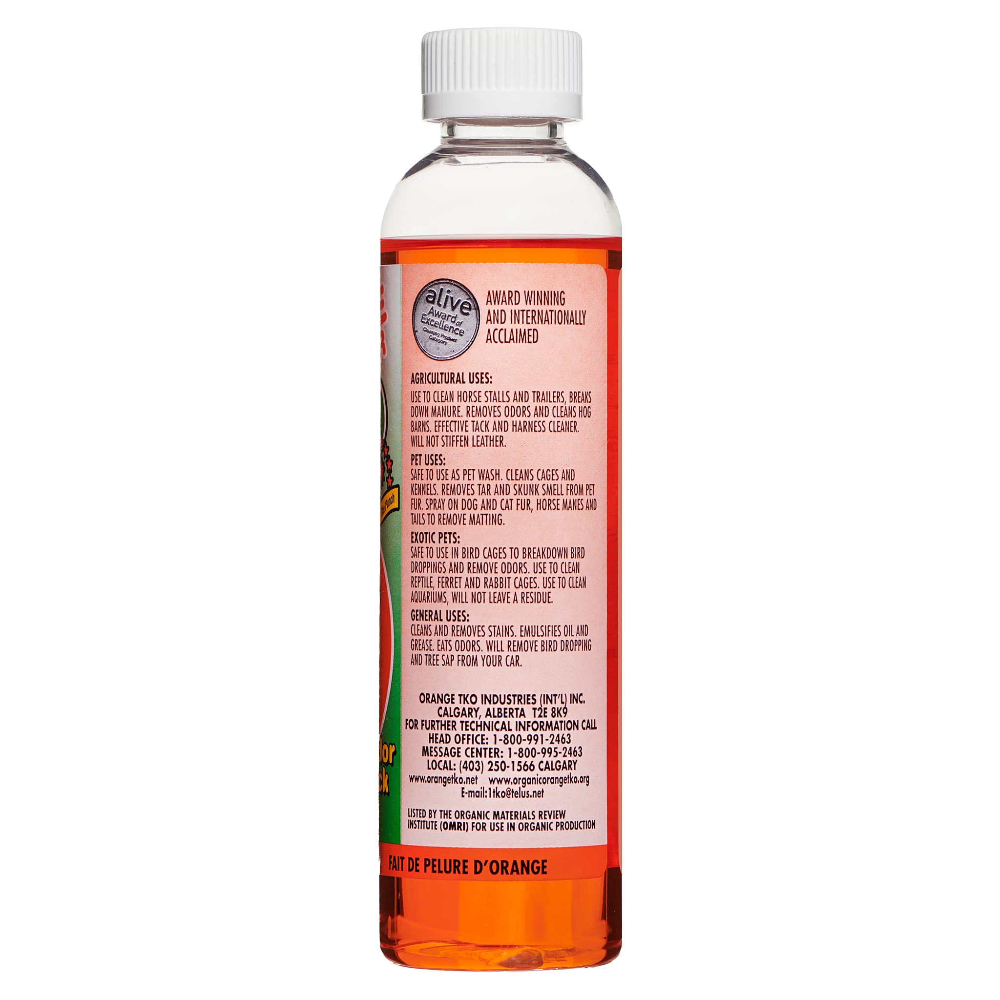 Organic Orange TKO Pet Power Concentrated Multi-Purpose Citrus Cleaner, Deodorizer, Stain Remover (8oz)