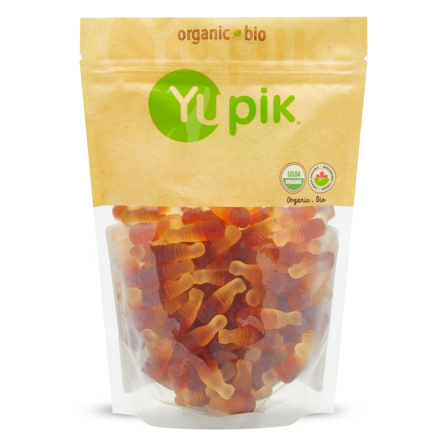 Yupik Organic Gummy Cola Bottles, 1.1 lb (17.6 oz), Gluten-Free, Non-GMO, Natural Flavor, Chewy Gummies, Sweet Candy, Delicious Snack, Ideal