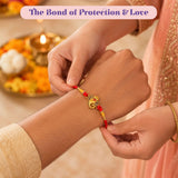 LoveNspire Raksha Bandhan Premium Gift Hamper for Brother & Bhabhi - Designer Rakhi Bracelet Set with Elegant Gift Box, Chocolates, & Roli Chawal