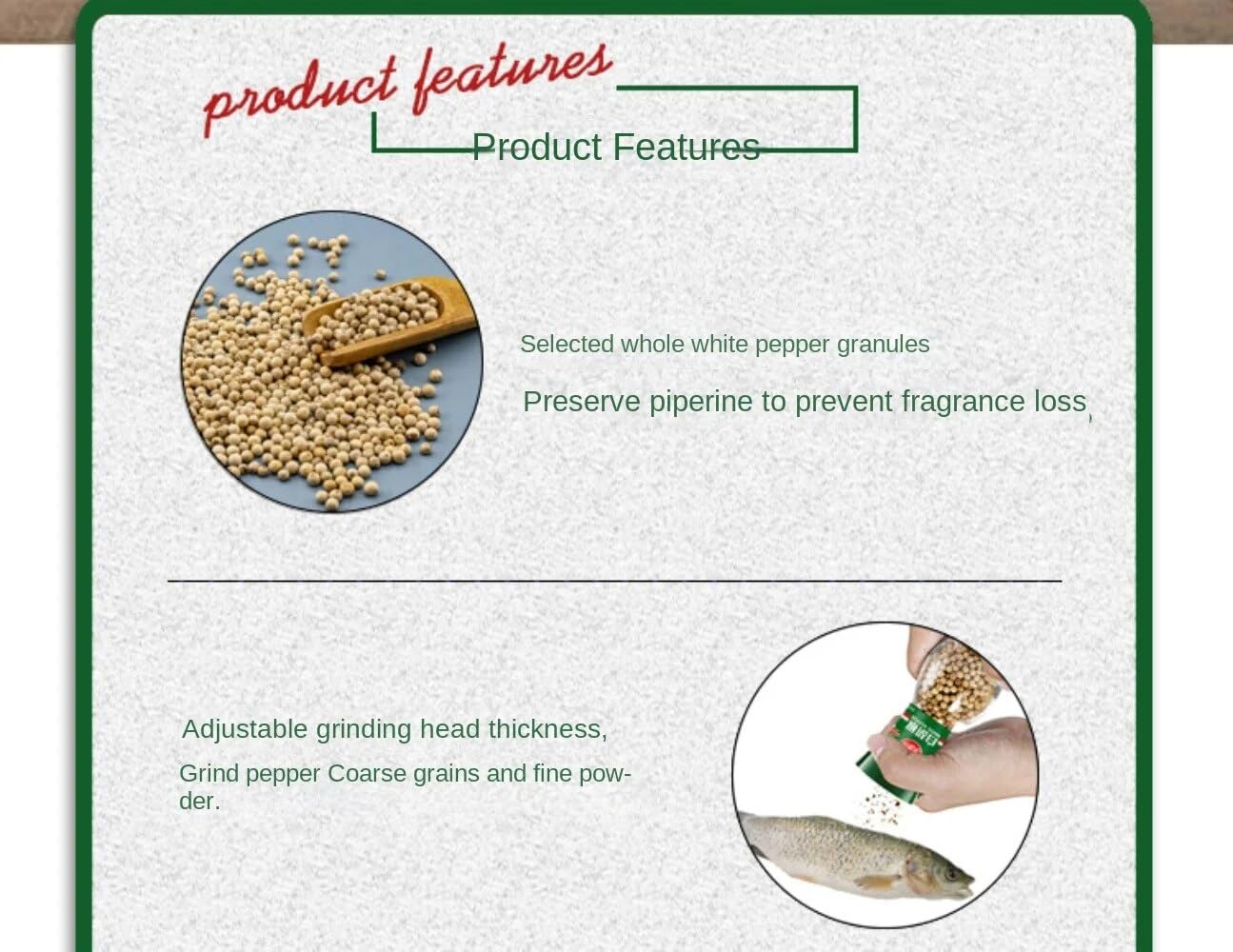 Zercumm Grinding White Pepper Particles 40G Freshly Ground Pepper Powder Bottled Fish Soup Deodorant Barbecue Steak Seasoning