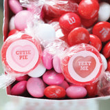 Conversation Hearts - Valentine's Day Favors - Round Candy Stickers - 108pc