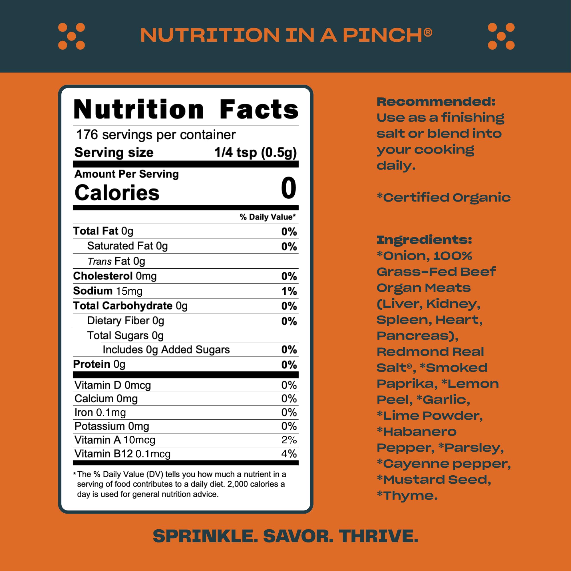 Pluck Habanero Lime Organ Meat Blend Seasoning | From Grass-Fed & Grass-Finished Pastured Beef Organs with Redmond Real Sea Salt | As Seen on ABC’s
