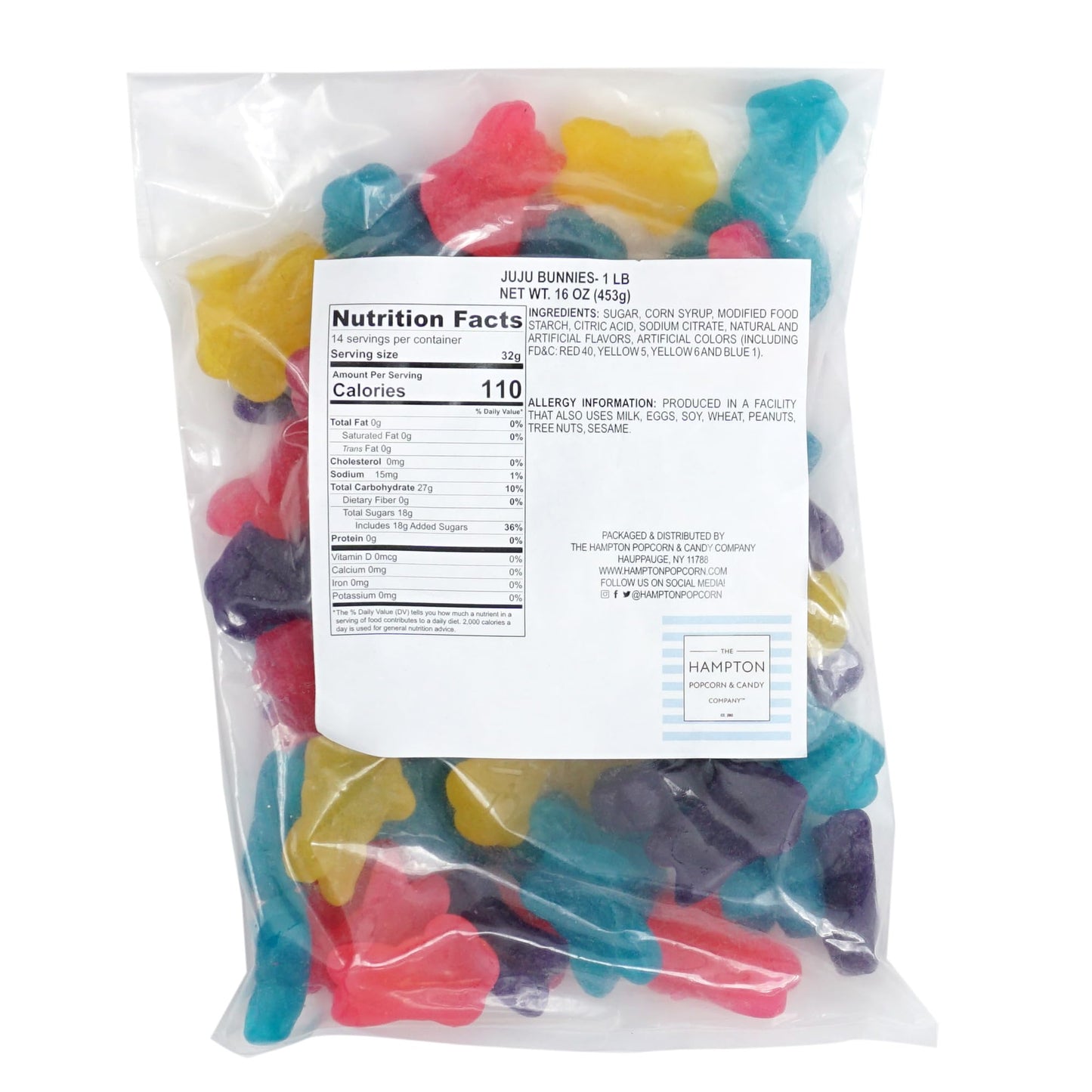 Juju Gummy Easter Bunnies Candy, 1 Pound Bulk Bag, Easter Candies, Firm & Chewy Candy