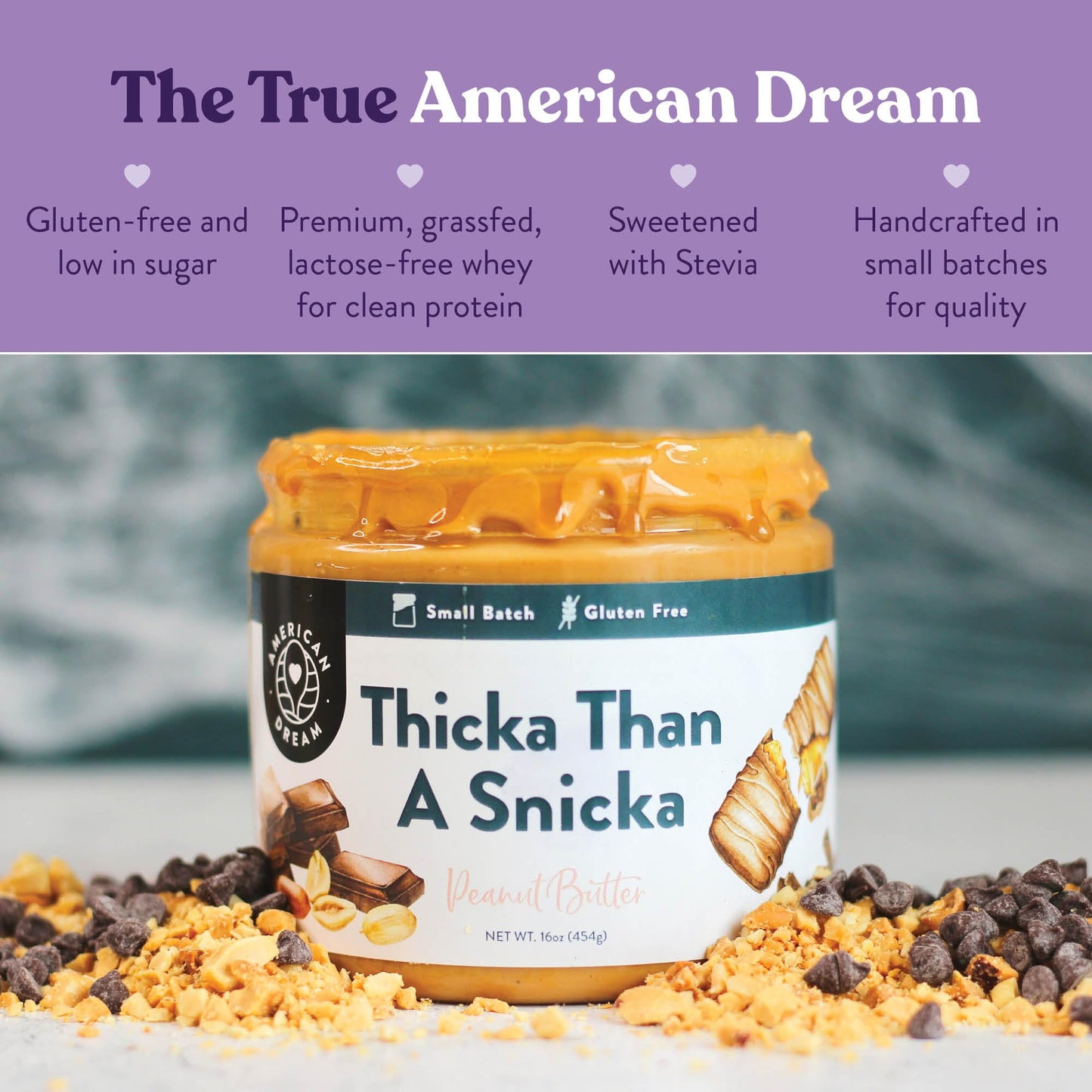 American Dream Nut Butter - Gluten-Free Thicka Than a Snicka Peanut Butter