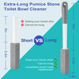 4 Pack Gnvop Toilet Pumice Stone with Long Handle,Pumice Stone Toilet Bowl Cleaner,1 Cleaning Handle, 4 No Touch Replaceable Piedra Pomez for Cleaning