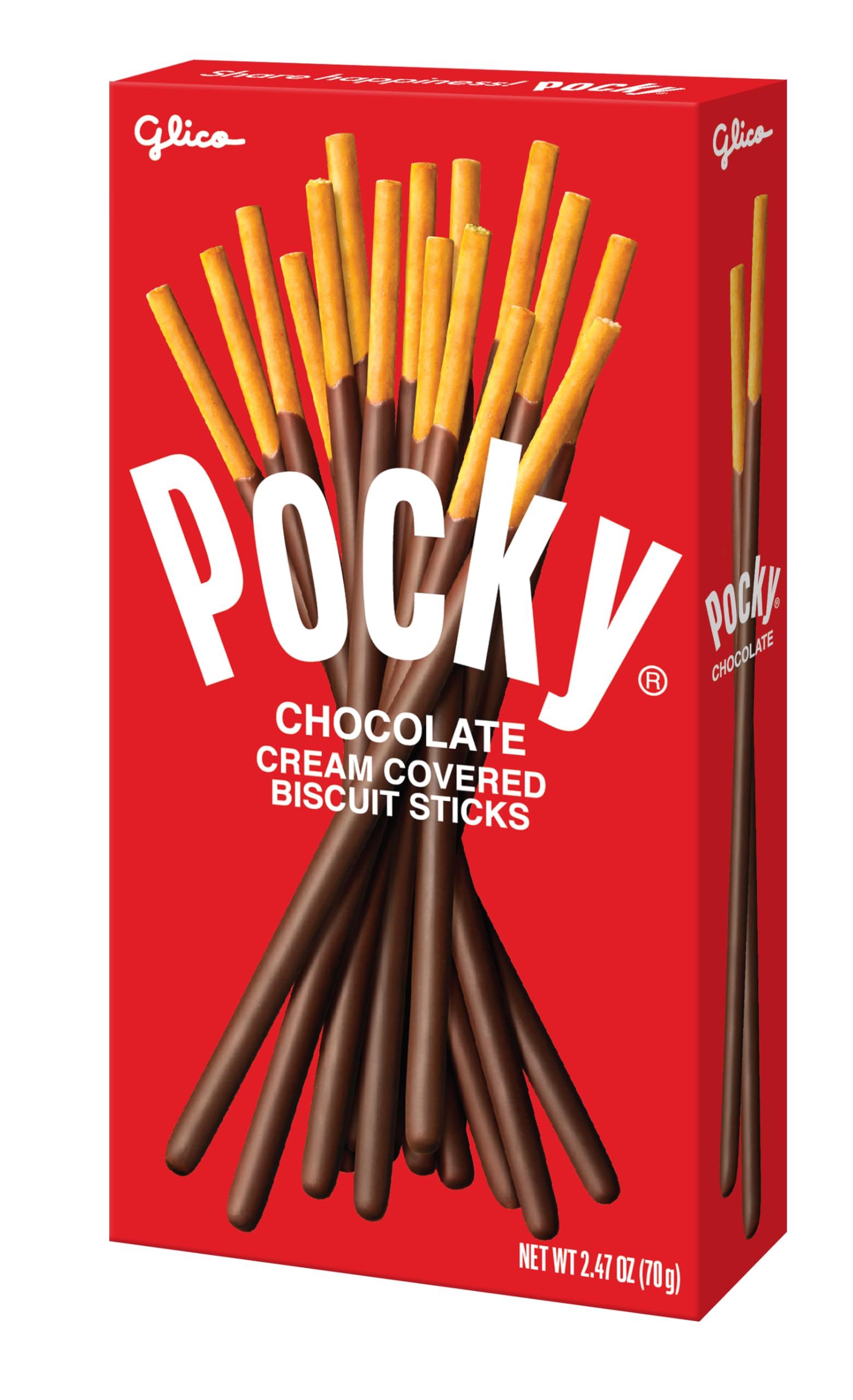 Pocky Chocolate Biscuit Sticks - Classic Chocolate-Covered Crunchy Snack, Mess-Free and Perfect for Sharing - 5-Pack (2.47 oz Each)