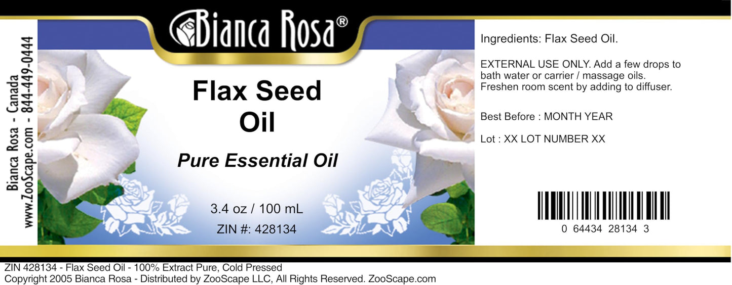 Flax Seed Oil - 100% Pure, Cold Pressed (3.40 fl oz, ZIN: 428134) - 2 Pack