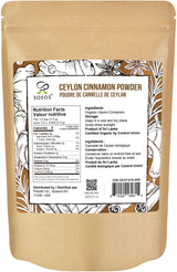 Soeos Organic Ceylon Cinnamon Powder, 16oz (454g), Premium Ground Cinnamon, Non-GMO, Gluten-Free, Freshly Packed