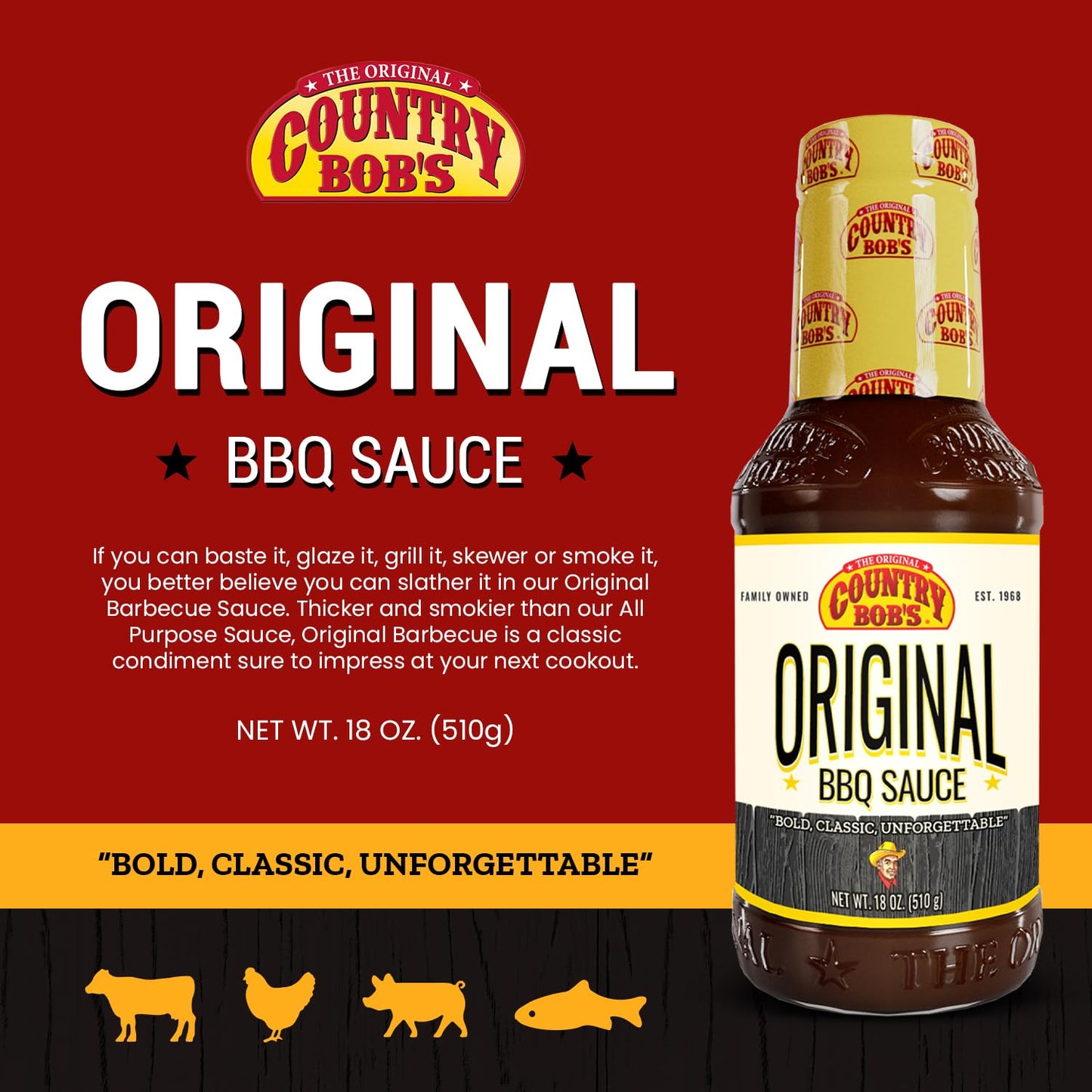 Country Bob's - Original Barbecue Sauce - 18 oz (Pack of 1)