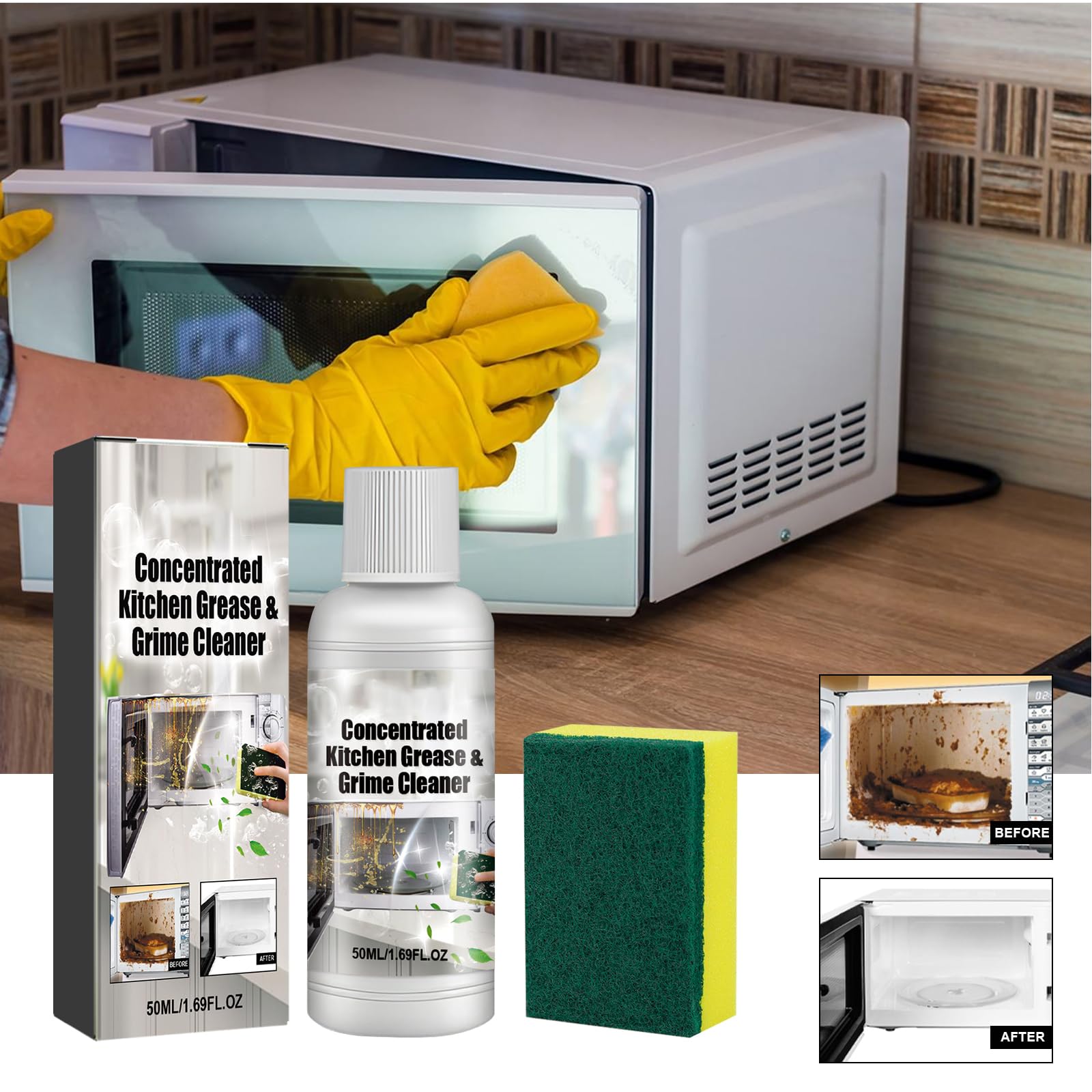 NebulaHouse Concentrated Kitchen Greases & Grime Cleaner, Range Hood Oven Stubborn Oil Cleaning Multi-Functional Dirt Cleaner 1.69 FL OZ