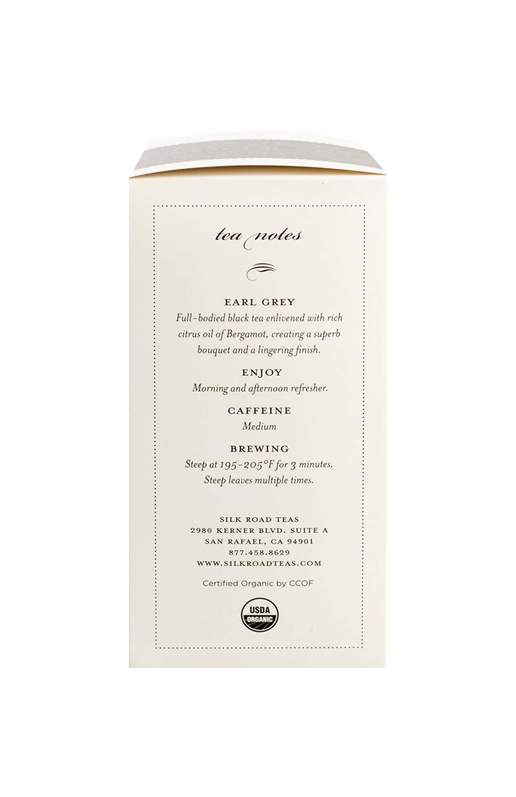 Silk Road Teas, Organic Earl Grey Black Tea, Rich & Invigorating Flavors, 15 Tea Bags