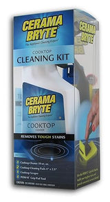 Cerama Bryte - Cooktop Cleaning Kit - Includes 10 oz. Bottle of Cerama Bryte Cooktop Cleaner, 2 Cleaning Pads, 1 POW-R Grip Pad Tool and 1 Scraper