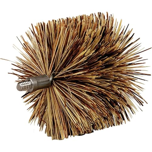 Meeco's Red Devil 84333 4" Round Fiberglass Pellet Stove Chimney Brush - Compact, Low-Profile Design for Angles & Bends Up to 90° (1/4-20 Thread)